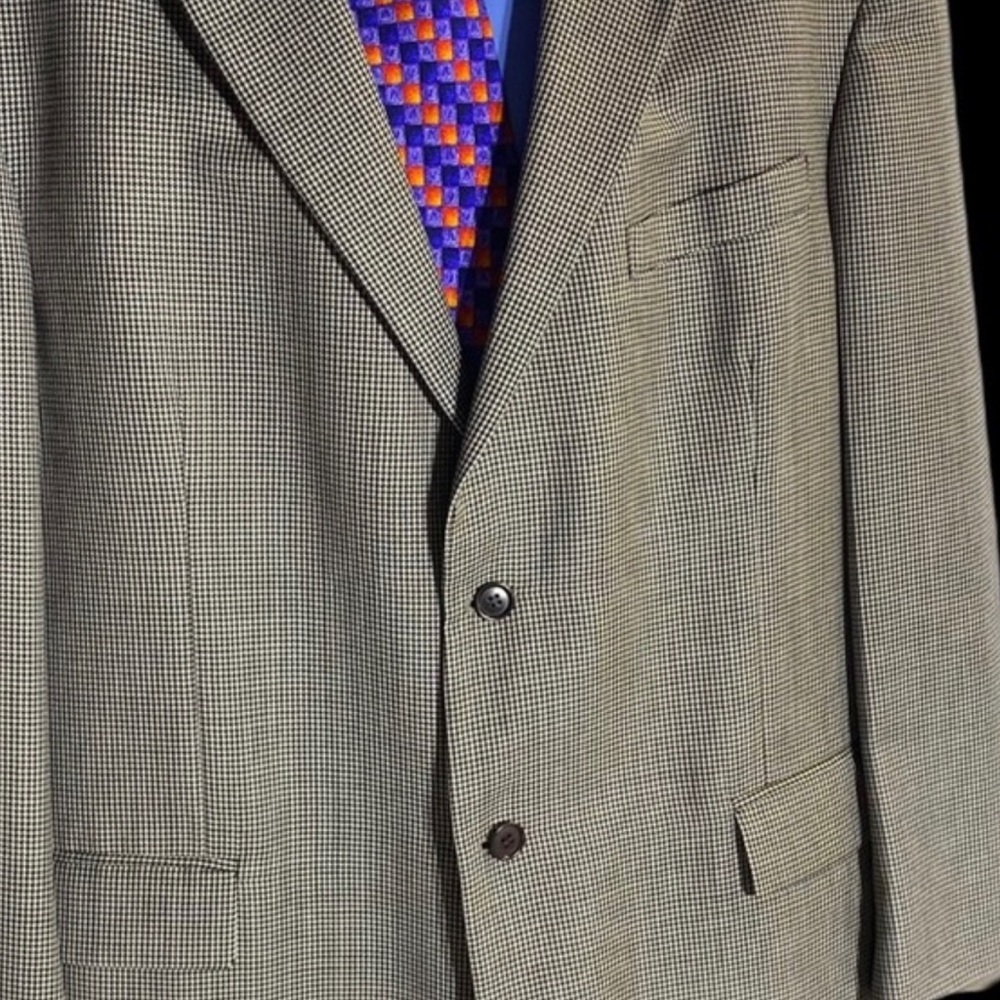 Nautica 100% Wool🐑Grey Micro Checked Blazer 46R